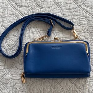 Montana West Blue Crossbody Bag with Gold Details